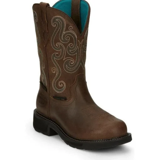 Justin Women's Tasha 11" ST WP Western Work Boot -Brown- GY9991