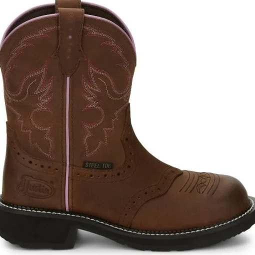 Justin Women's Wanette 8" ST Western Work Boot -Brown- GY9980