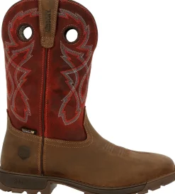 Rocky Men's Legacy 32 10" Steel Toe WP Western Work Boot- Tan- RKW0341