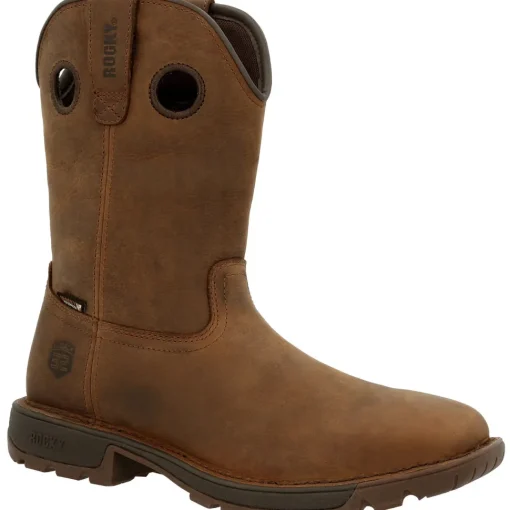 Rocky Men's Legacy 32 10" Stl Toe WP Western Work Boot- Brown- RKW0339