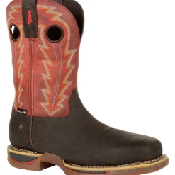 Rocky Men's Long Range 11" Comp Toe WP Western Work Boot- Red- RKW0319