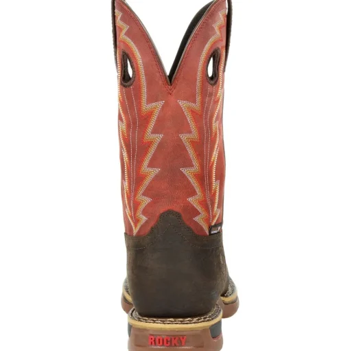 Rocky Men's Long Range 11" Comp Toe WP Western Work Boot- Red- RKW0319