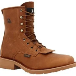 Rocky Men's Monocrepe 8" Square Toe WP Western Boot -Cognac- RKW0436