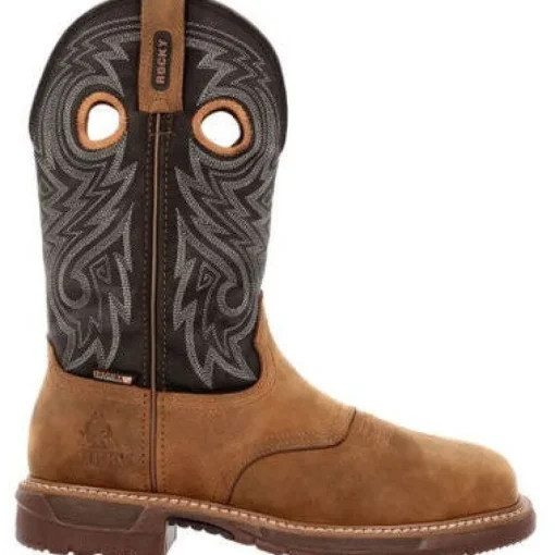 Rocky Men's Original Ride 11" Comp Toe WP Western Work Boot -Brown- RKW0391