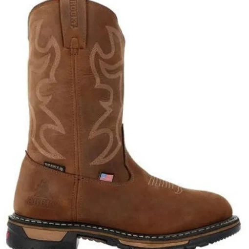 Rocky Men's Original Ride 11" Steel Toe WP Western Work Boot -Brown- RKW0419