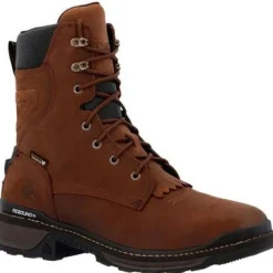 Rocky Men's Rams Horn 9" Comp Toe WP Western Work Boot -Brown- RKW0407