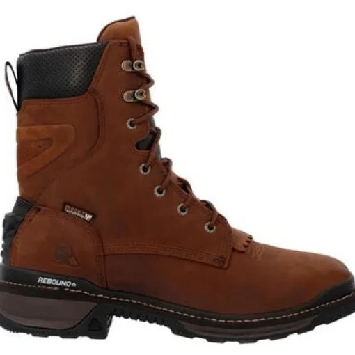Rocky Men's Rams Horn 9" Comp Toe WP Western Work Boot -Brown- RKW0407