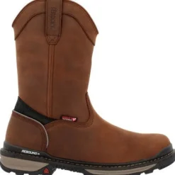 Rocky Men's Rams Horn 10" WP Safety Toe Pull On Work Boot - Brown - RKK0398