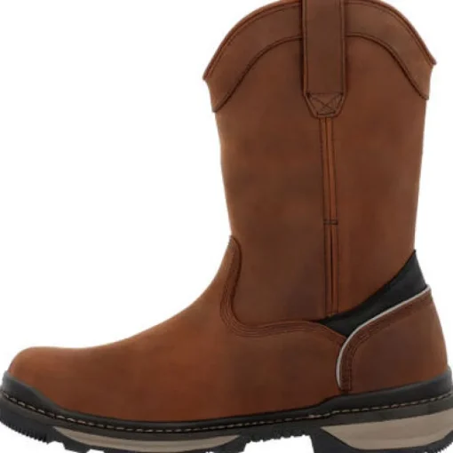 Rocky Men's Rams Horn 10" WP Safety Toe Pull On Work Boot - Brown - RKK0398