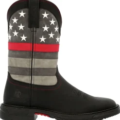 Rocky Men's Red Line 11" Square Toe Western Work Boot- Black - RKD0088