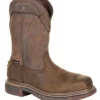 Rocky Men's TPU Heel 11" Square Toe WP Met Guard Western Boot -Brown- RKW0288