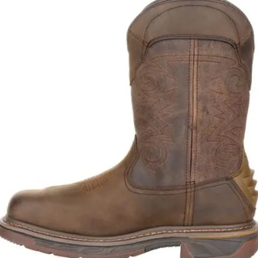 Rocky Men's TPU Heel 11" Square Toe WP Met Guard Western Boot -Brown- RKW0288