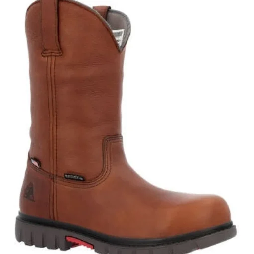 Rocky Men's Worksmart 11" WP Comp Toe Pull On Work Boot -Brown- RKK0402