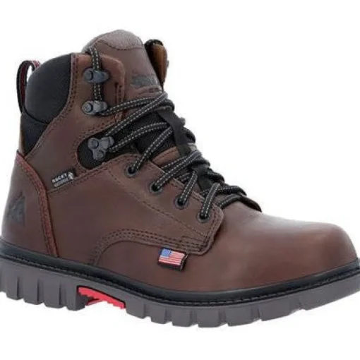 Rocky Men's Worksmart USA 6" WP Slip Resist Work Boot -Brown- RKK0452