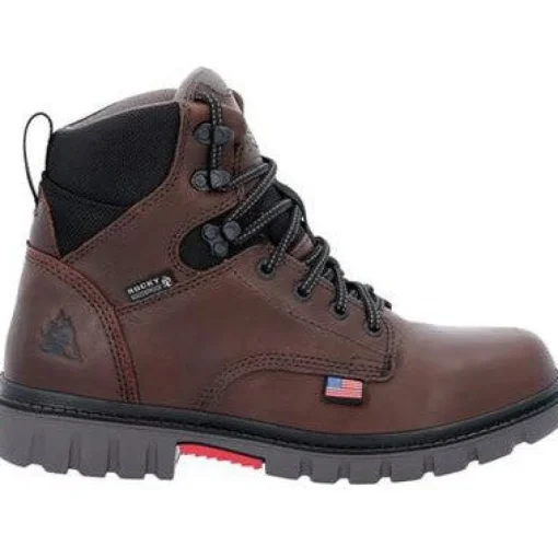 Rocky Men's Worksmart USA 6" WP Slip Resist Work Boot -Brown- RKK0452