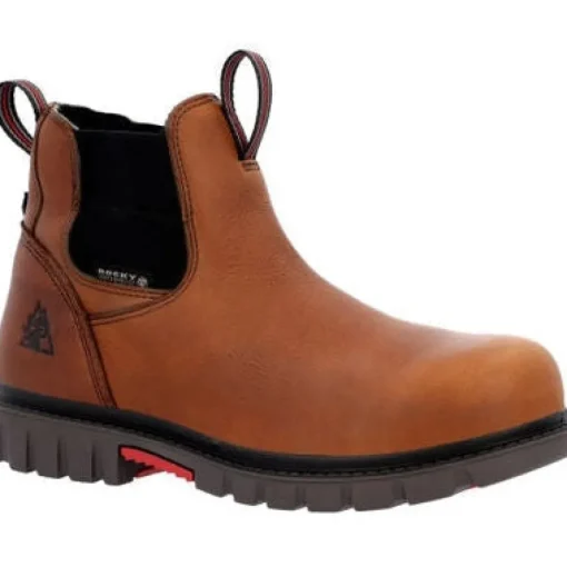 Rocky Men's Worksmart WP Chelsea Comp Toe Work Boot -Brown- RKK0400