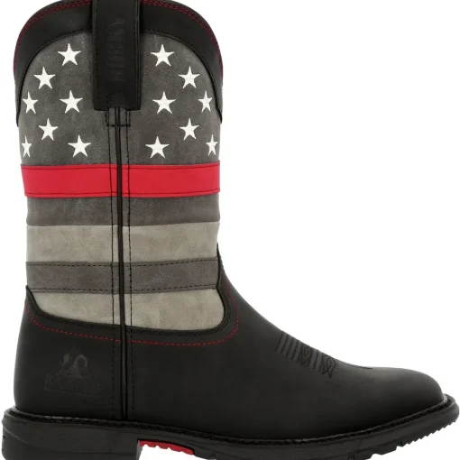 Rocky Women's Red Line 10" Square Toe Western Work Boot Black- RKD0089