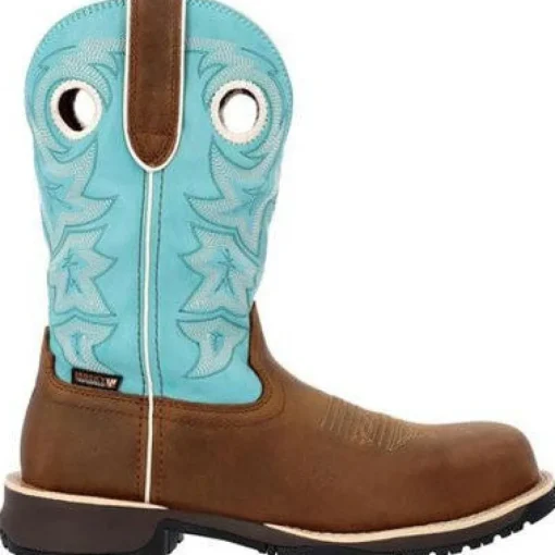 Rocky Women's Rosemary 11" Comp Toe WP Western Boot -Brown- RKW0412