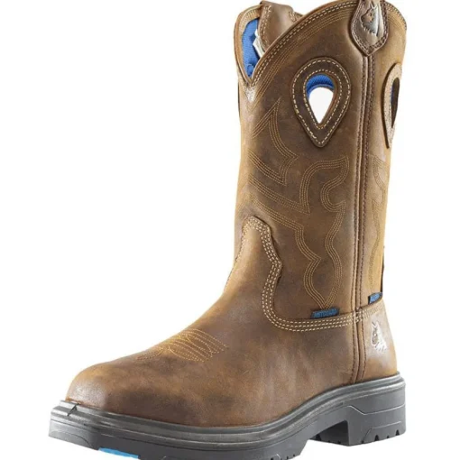 Steel Blue Men's Heeler Met Steel Toe WP Western Work Boot -Brown- 813904