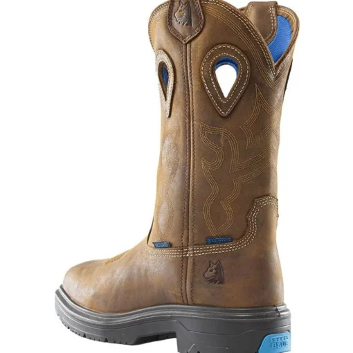 Steel Blue Men's Heeler Met Steel Toe WP Western Work Boot -Brown- 813904