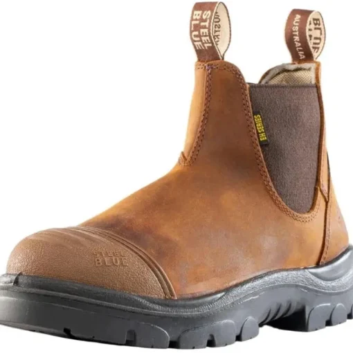 Steel Blue Men's Hobart Scuff Steel Toe Slip Resist Work Boot -Brown- 812967
