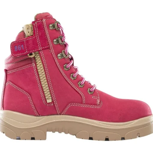 Steel Blue Women's Cross 6" Steel Toe WP Side Zip Work Boot -Pink- 812861