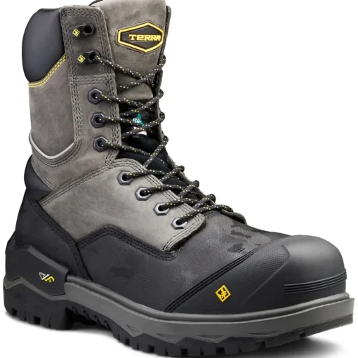 Terra Men's Gantry 8" Comp Toe WP Safety Work Boot -Gray- 4NRQGY