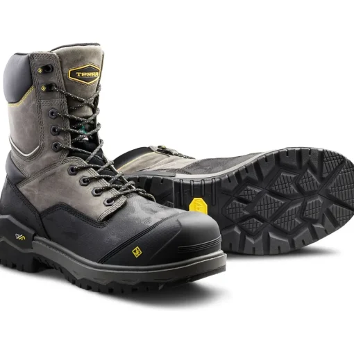 Terra Men's Gantry 8" Comp Toe WP Safety Work Boot -Gray- 4NRQGY
