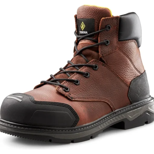 Terra Men's Patton 6" AT Waterproof Safety Work Boot -Brown- 4NS6BN