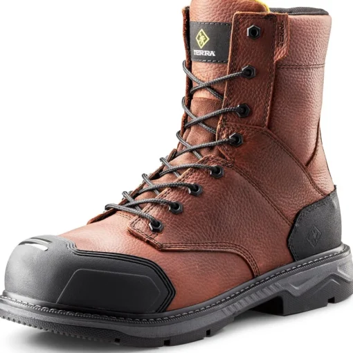 Terra Men's Patton 8" AT Waterproof Safety Work Boot -Brown- 4NS5BN