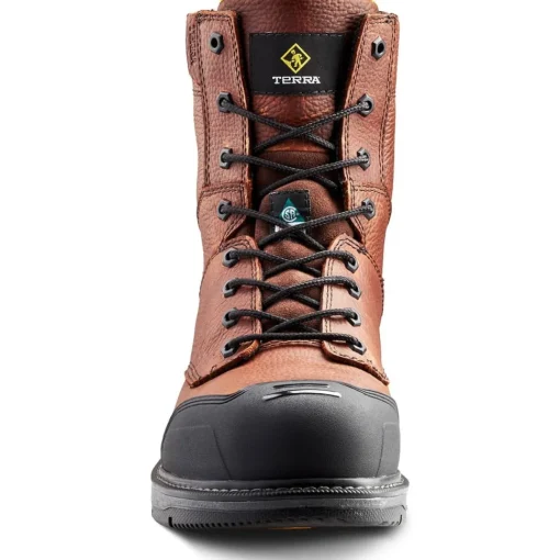 Terra Men's Patton 8" AT Waterproof Safety Work Boot -Brown- 4NS5BN