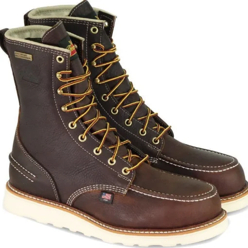 Thorogood Men's USA Made 1957 8" Moc Toe WP Wedge Work Boot Brown 814-3800