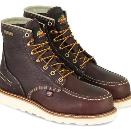 Thorogood Men's USA Made 1957 6" Moc Toe WP Wedge Work Boot Brown - 814-3600