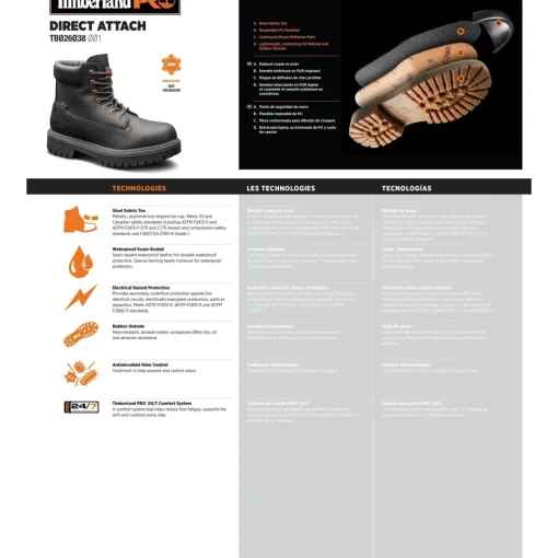 Timberland PRO Men's Direct Attach 6" Steel Toe Work Boot TB026038001