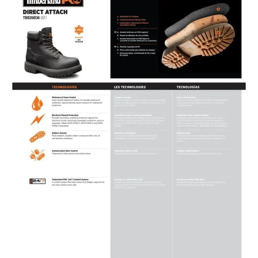 Timberland PRO Men's Direct Attach 6" Soft Toe Work Boot-TB126036001
