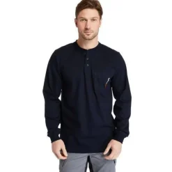 Timberland Pro Men's Flame Resistant Long Sleeve Work Henley - Navy - TB0A23P4410