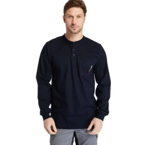 Timberland Pro Men's Flame Resistant Long Sleeve Work Henley - Navy - TB0A23P4410