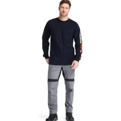 Timberland Pro Men's FR Cotton Core LS W/ Logo Work T-Shirt - Navy - TB0A1V8D410