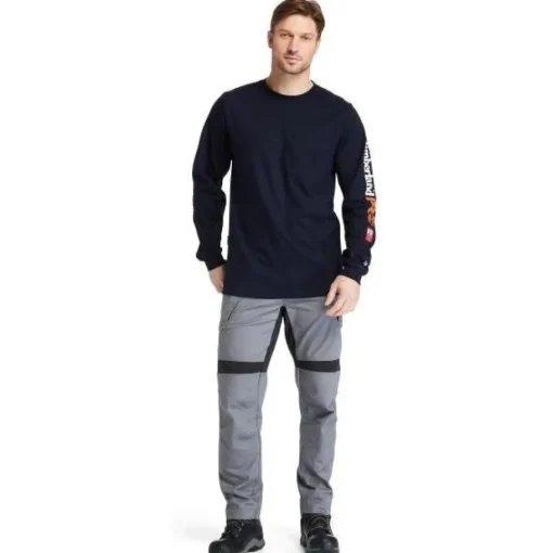 Timberland Pro Men's FR Cotton Core LS W/ Logo Work T-Shirt - Navy - TB0A1V8D410