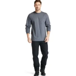 Timberland Pro Men's FR Cotton Core LS W/ Logo Work T-Shirt - Charcoal - TB0A1V8D003