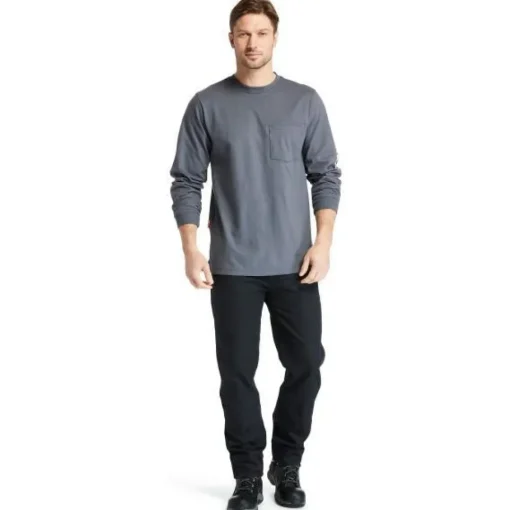 Timberland Pro Men's FR Cotton Core LS W/ Logo Work T-Shirt - Charcoal - TB0A1V8D003