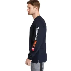 Timberland Pro Men's FR Cotton Core LS W/ Logo Work T-Shirt - Navy - TB0A1V8D410