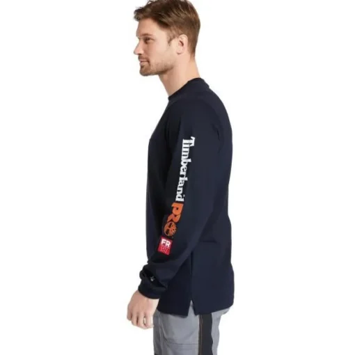 Timberland Pro Men's FR Cotton Core LS W/ Logo Work T-Shirt - Navy - TB0A1V8D410