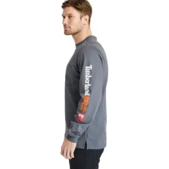 Timberland Pro Men's FR Cotton Core LS W/ Logo Work T-Shirt - Charcoal - TB0A1V8D003