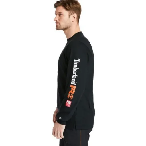 Timberland Pro Men's FR Cotton Core LS W/ Logo Work T-Shirt - Black - TB0A1V8D001