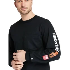Timberland Pro Men's FR Cotton Core LS W/ Logo Work T-Shirt - Black - TB0A1V8D001