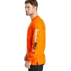 Timberland Pro Men's FR Cotton Core LS W/ Logo Work T-Shirt - Orange - TB0A1V8DY86