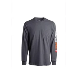 Timberland Pro Men's FR Cotton Core LS W/ Logo Work T-Shirt - Charcoal - TB0A1V8D003