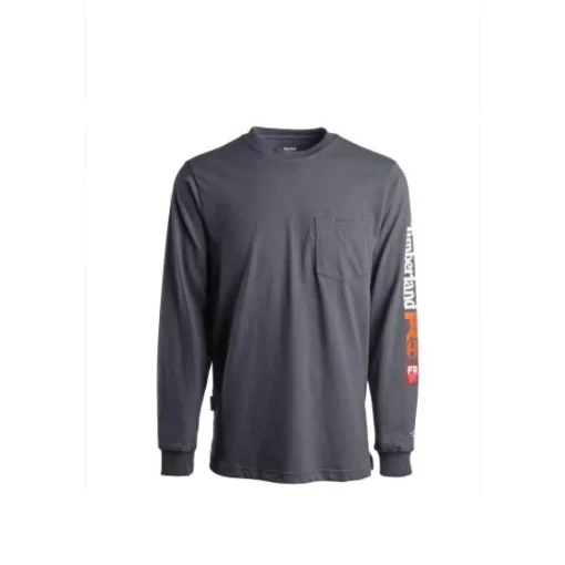 Timberland Pro Men's FR Cotton Core LS W/ Logo Work T-Shirt - Charcoal - TB0A1V8D003