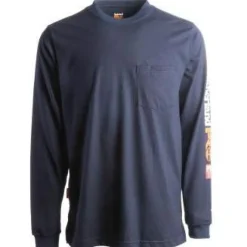 Timberland Pro Men's FR Cotton Core LS W/ Logo Work T-Shirt - Navy - TB0A1V8D410